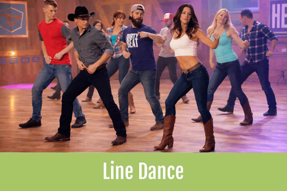 Festlig gruppe der danse line dance